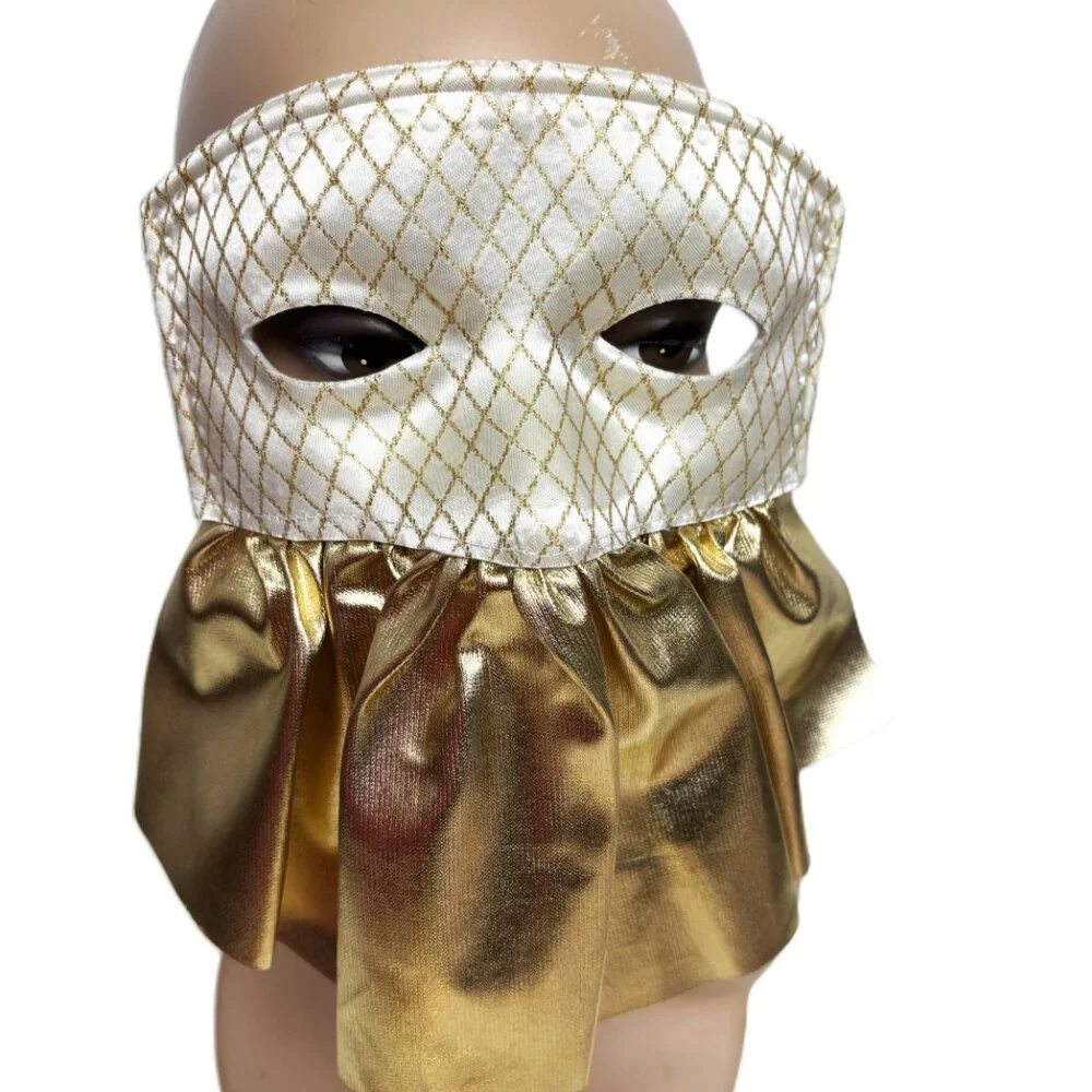 Mask Off White Gold Diamond Pattern Fabric with Gold Lame Fabric NWT NOS